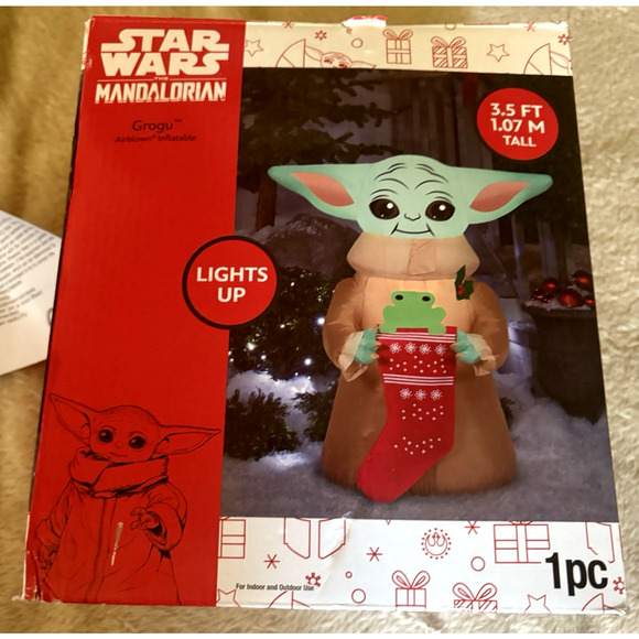 Christmas Star Wars 3.5' Baby Yoda AIRBLOWN Inflatable Grogu Stocking Frog - Picture 1 of 9